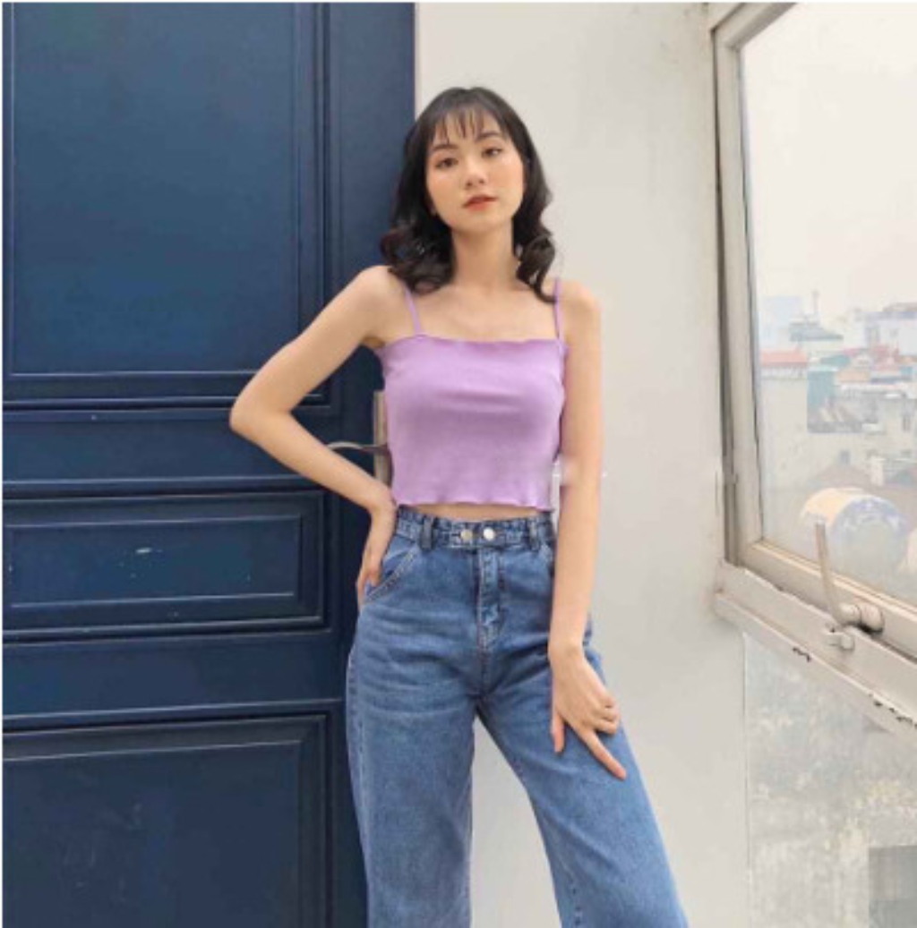 Áo croptop 2 dây thun gân A5201