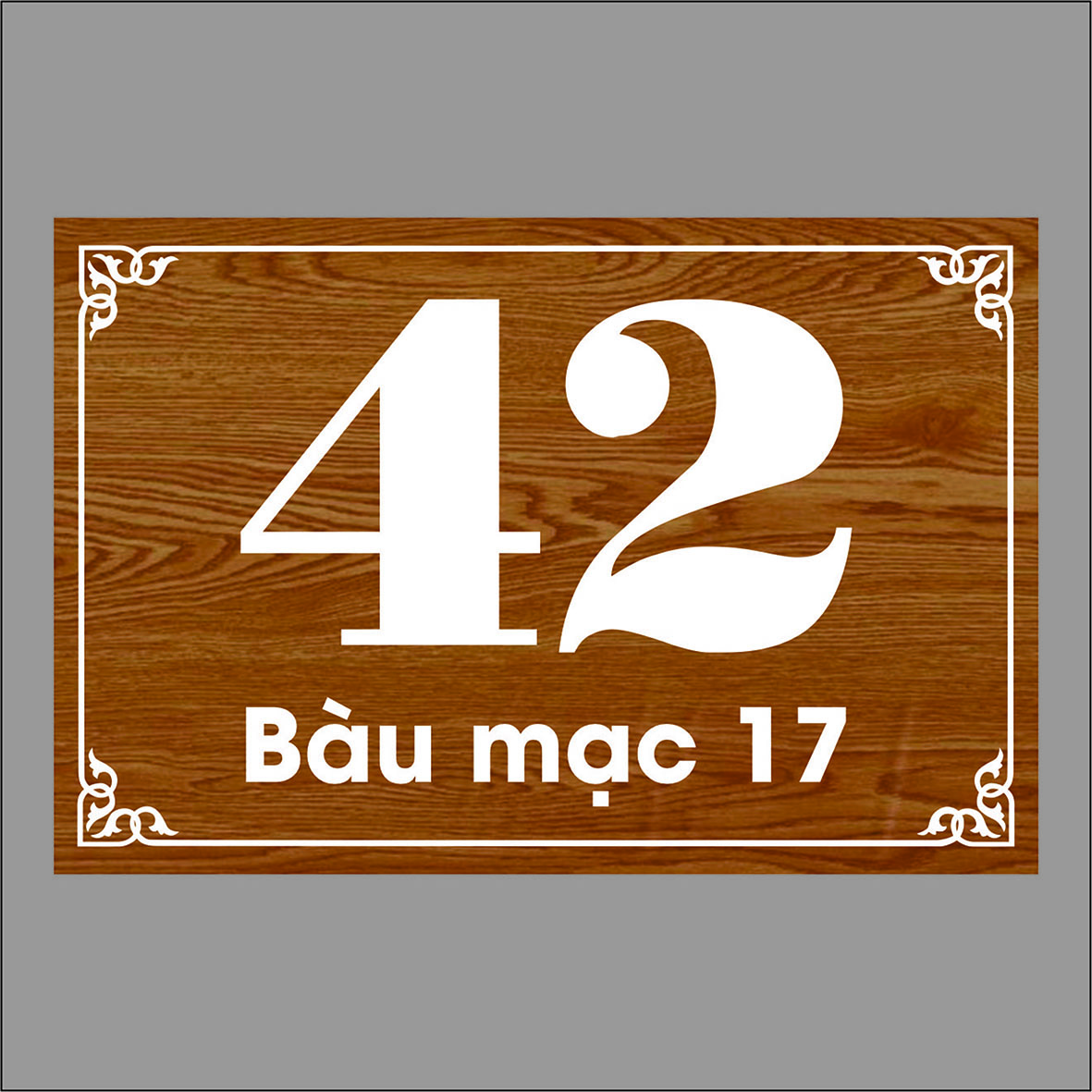 Biển số nhà Mica in vân gỗ 20x30cm ( bảo hành vĩnh viễn)