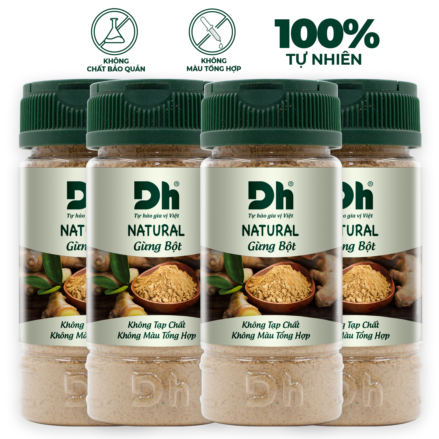 Combo 4 hũ Natural Gừng bột 30gr Dh Foods