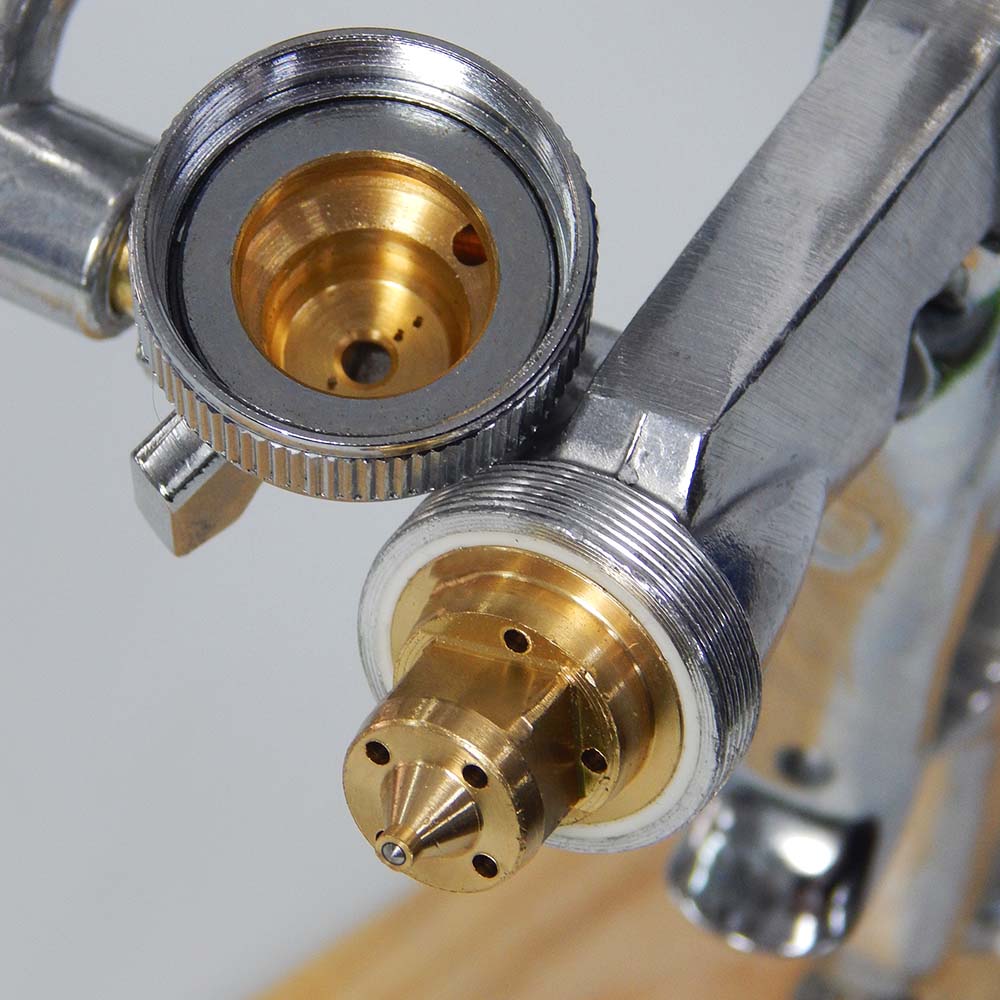 Súng phun sơn F75 hộp xanh loại phổ thông chất lượng ổn định béc phun 1.5mm, súng phun sơn khí nén F75
