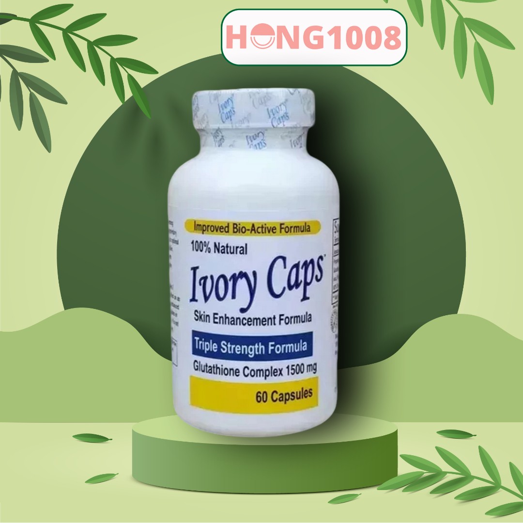 Viên Uống Ivory Caps L-Glutathione 60 viên Triple Strength Formula - Ivory Caps Glutathione của Mỹ Hỗ Trợ Trắng Da - Shop Hong1008
