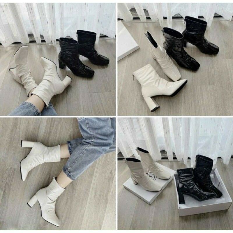 giày boot nữ ❤❤ giày bốt nữ da nhăn cao gót full