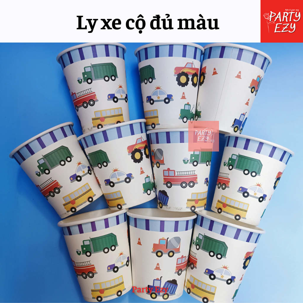 SET DĨA, LY GIẤY CHỦ ĐỀ XE CỘ, XE HƠI CHO BÉ