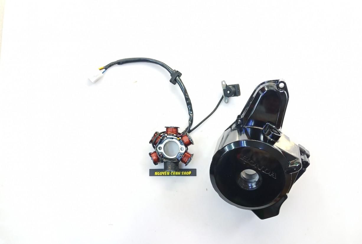 Combo lóc đề xe wave alpha đen có lửa 6 cục 2 món