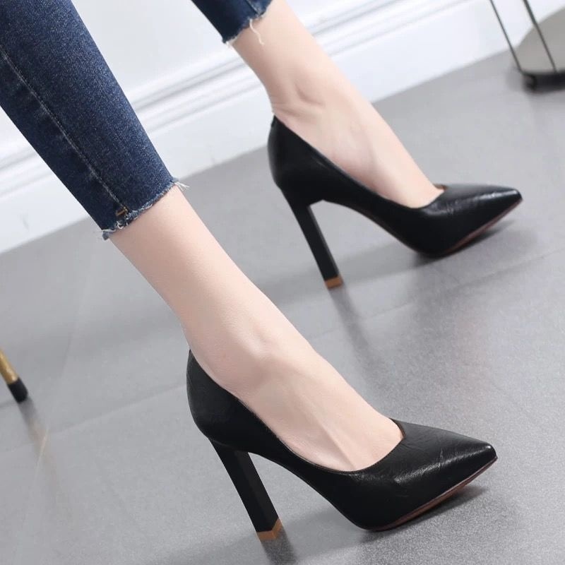 ♚ Giày cao gót nữ 9cm mũi nhọn màu trơn thời trang