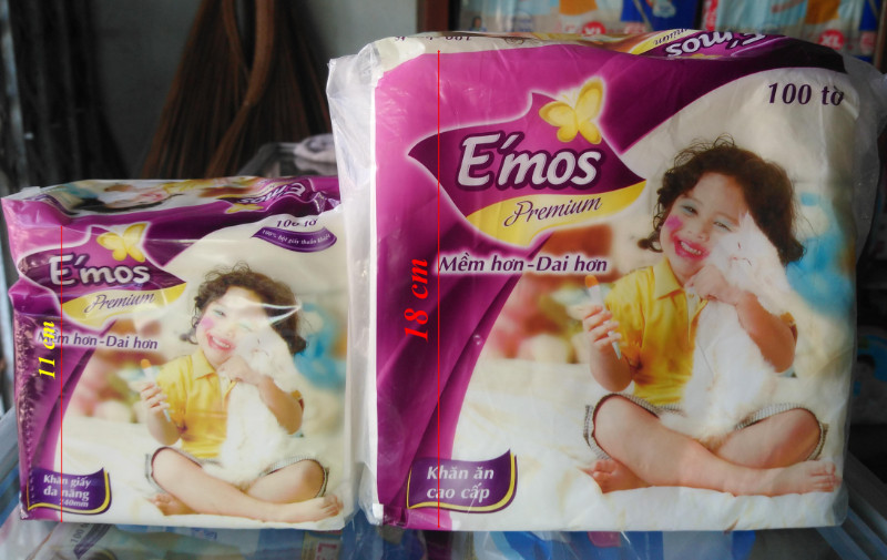 Combo 10 gói khăn ăn E'mos Premium 1 lớp (gói 100 tờ)