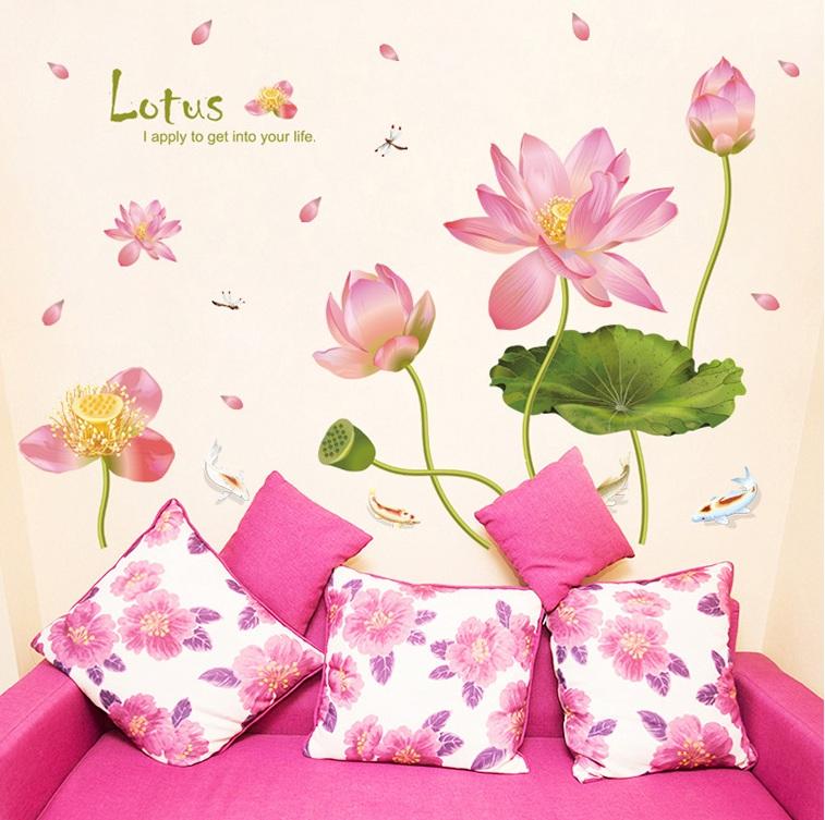 Decal dán tường Hoa sen uốn- H53-flowerdecal-Scenedecal