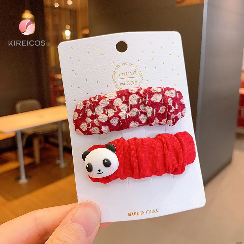[HCM]Set 2 Kẹp Tóc Xếp Ly Hoa Nhí Đính Thú Siêu Cute
