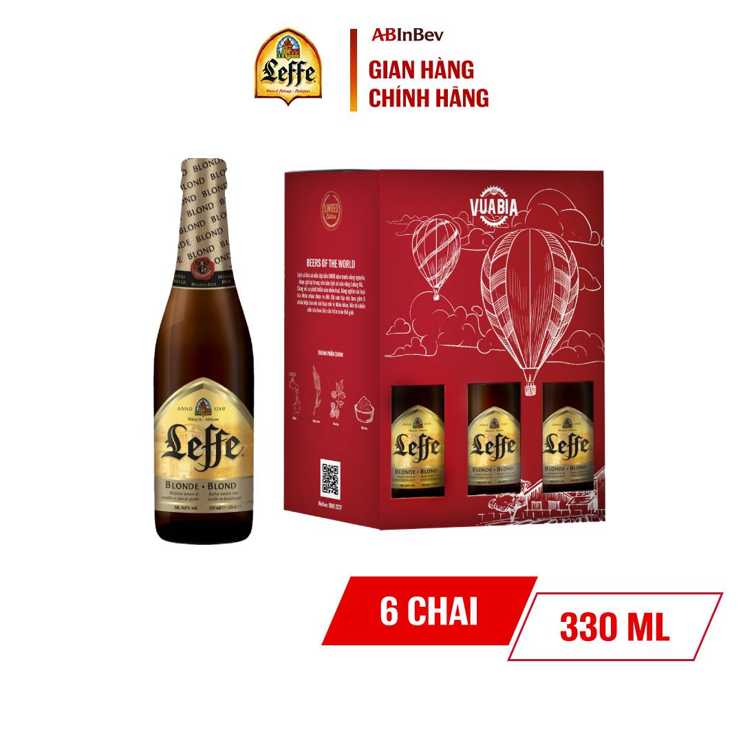 Lốc 6 Chai Bia Ale Leffe Blonde (Leffe Vàng) (330ml/ chai)