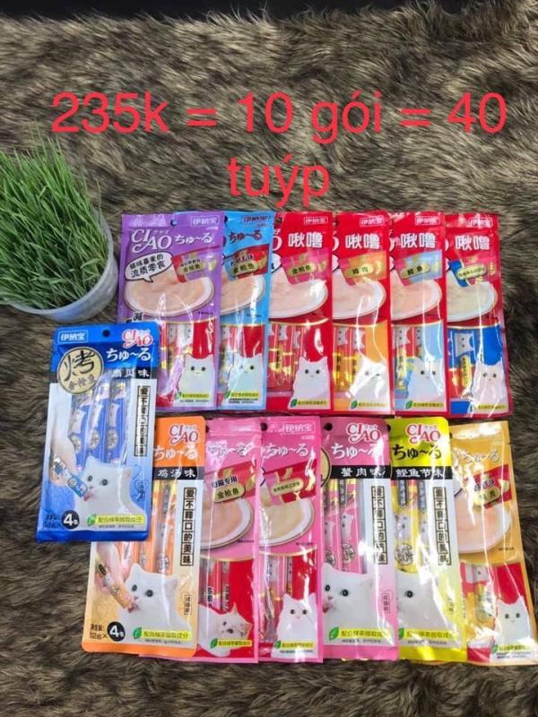 Combo 10 gói Ciao Churu - snack/ bánh thưởng cho mèo dạng kem soup ( 4X12gr)