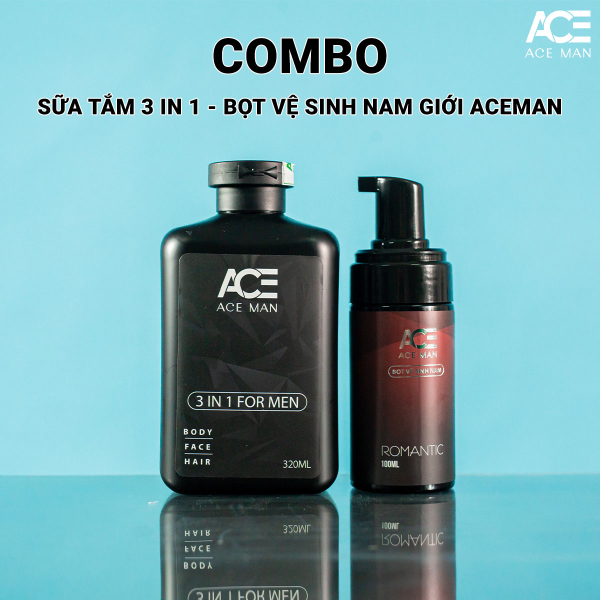 Combo "Sạch sâu" với bộ sản phẩm gồm Sữa tắm toàn thân 320 ML & Bọt vệ sinh nam ACEMAN 100ML hương nước hoa