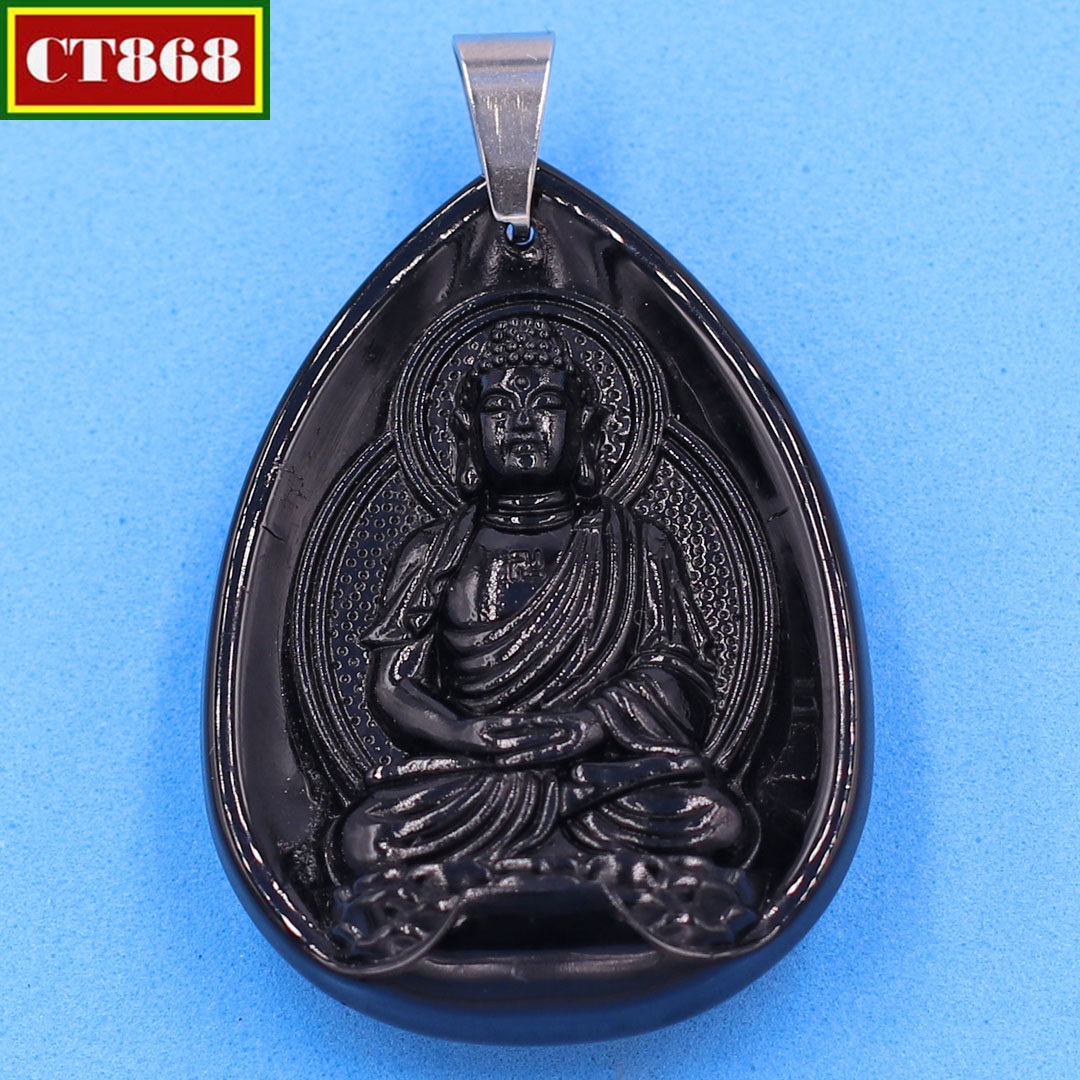Mặt phật dược sư đá thạch anh đen 4 cm mdsetr9