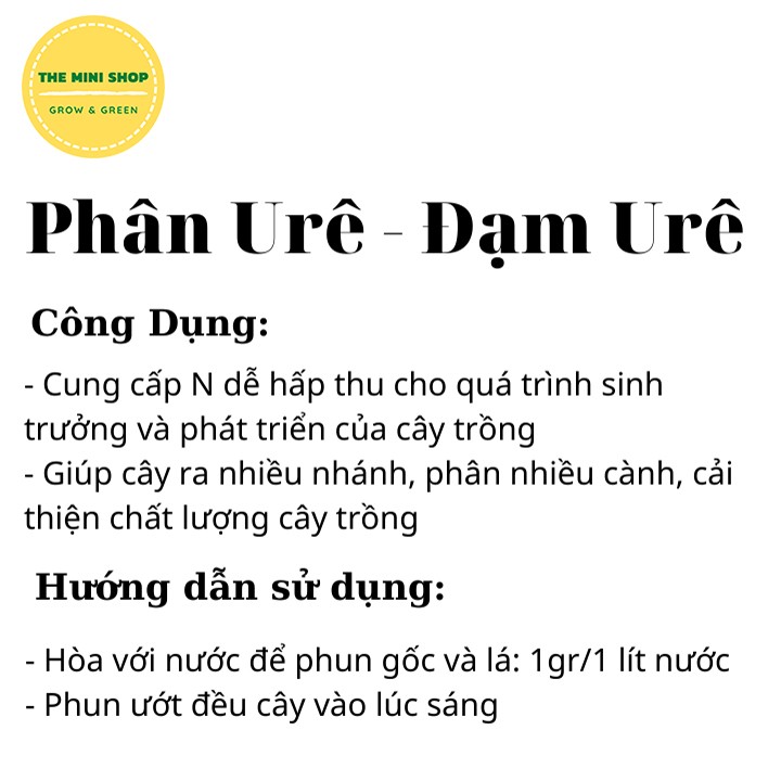 Phân ure - phân đạm ure cho cây ăn trái, rau màu - 1kg