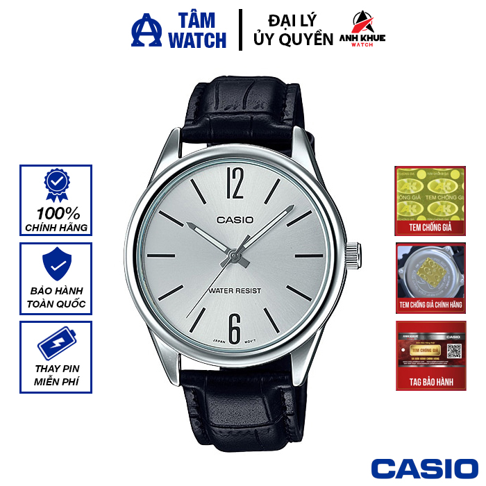 Đồng hồ nam dây da Casio Standard chính hãng Anh Khuê MTP-V005 Series (40mm)