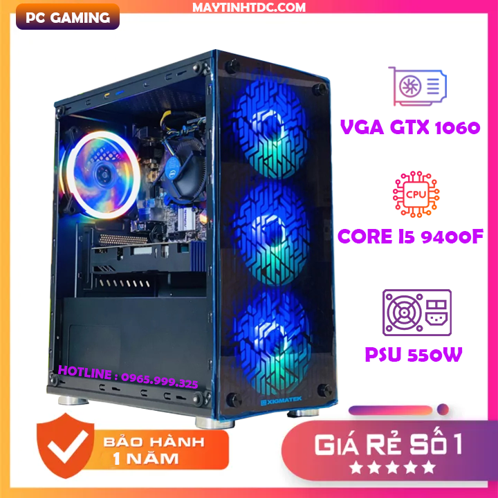PC GAMING Chuyên game Đồ Hoạ cấu hình Main H310 | Core i5 9400F | Ram 16GB | SSD 128GB |VGA GTX 1060. Chơi PUBG,LOL, CF, Fifa4, Đế chế ... Tặng Ngay Bàn Phím Giả Cơ,Chuột Led 7 Màu - Máy Tính Chơi Game