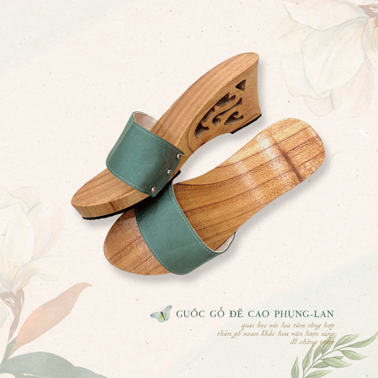Sumire Store Guốc gỗ Đế cao Phụng Lan