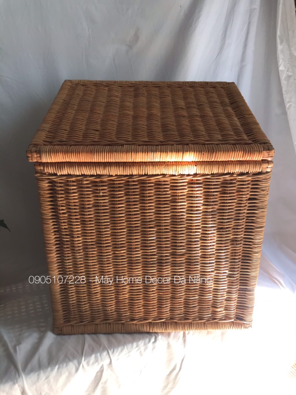 Sọt mây đựng đồ đa năng có nắp 40*28* H41 cm ( nắp thẳng)/ 40*30*H50/40cm ( nắp chéo) Phong Cách Vintage Boho/ Đựng đồ chơi/ Giặt là/ Chất Liệu Mây Cói Tre