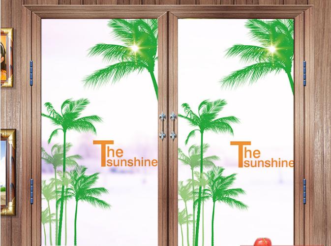 [HCM]Decal Dán Kính Cao Cấp - Cây Dừa xanh ( 60 X116 )-DK1022