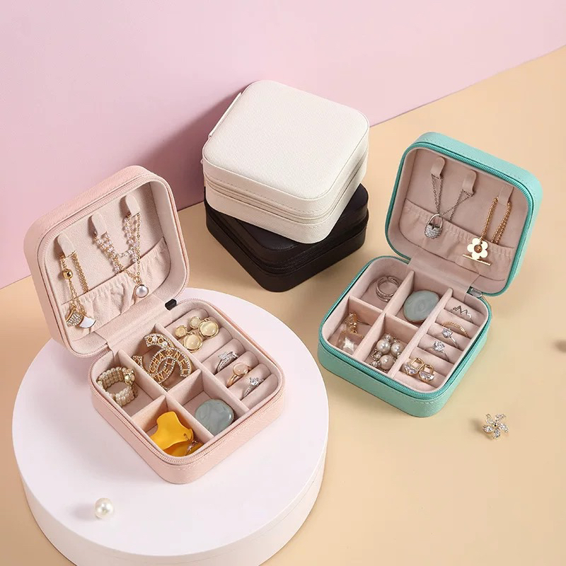 Hộp Đựng Trang Sức  Son Phấn Du Lịch Mini Bọc Da Cao Cấp