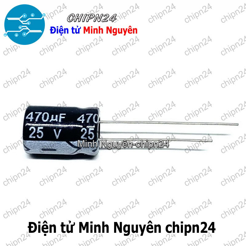 [5 con] (F256) Tụ hóa 470uF 25V Đen (8x12mm) - HH000715