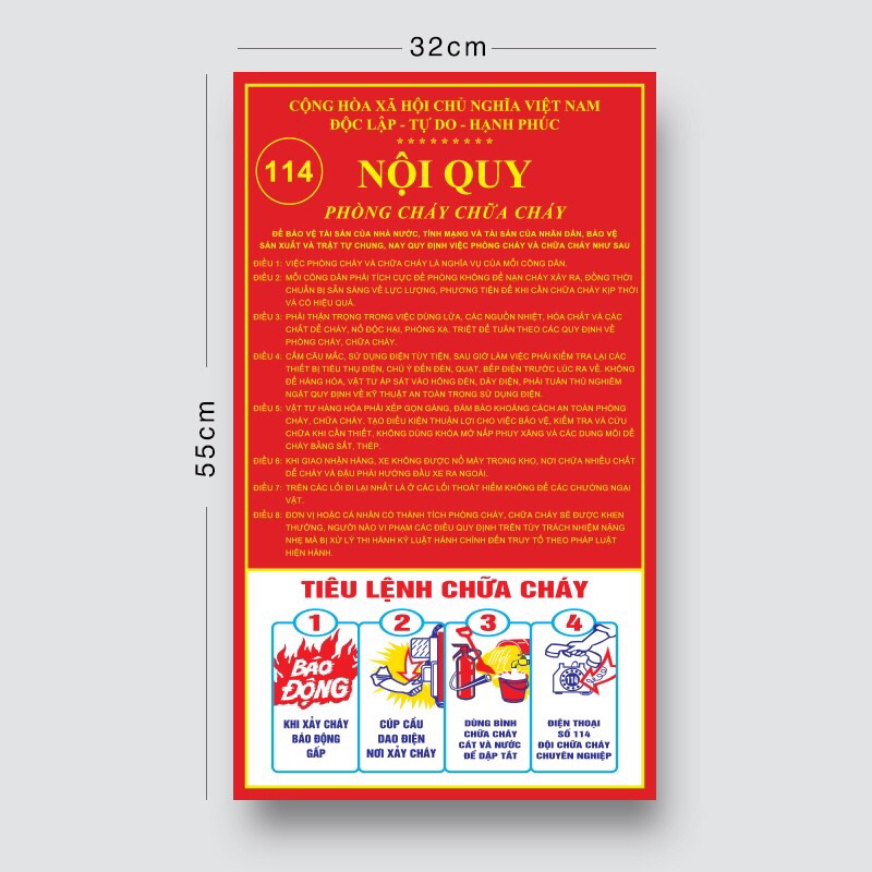 Nội quy tiêu lệnh PCCC bằng mica