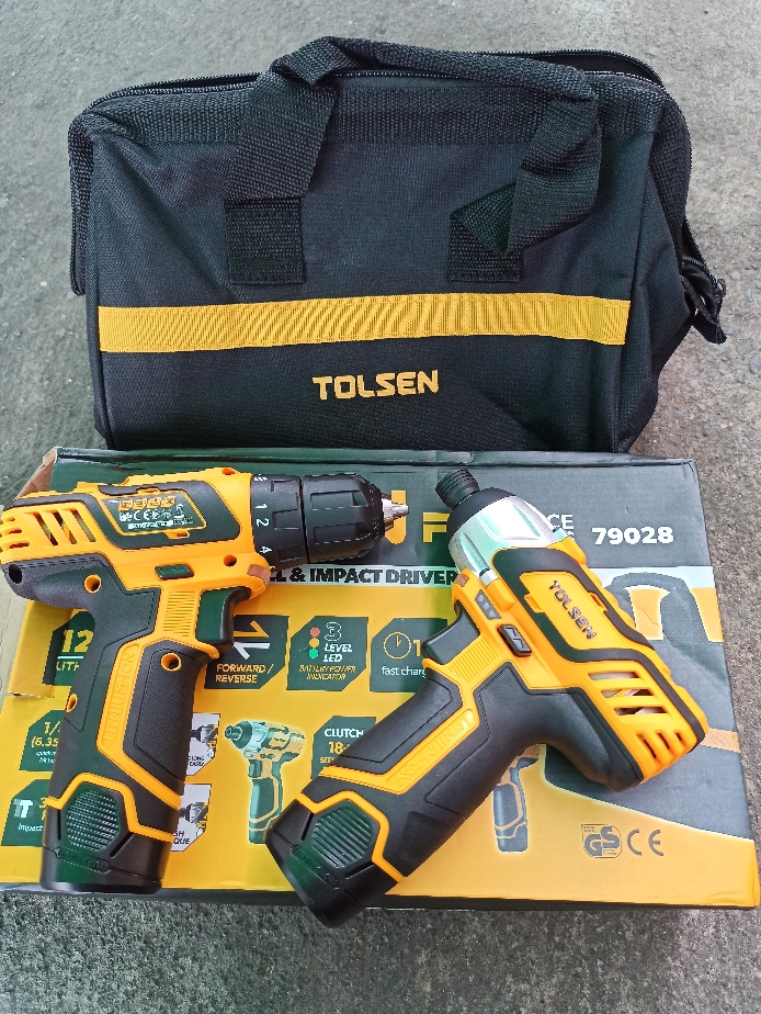 Bộ 2 máy vít và khoan 12V TOLSEN tốc độ cao