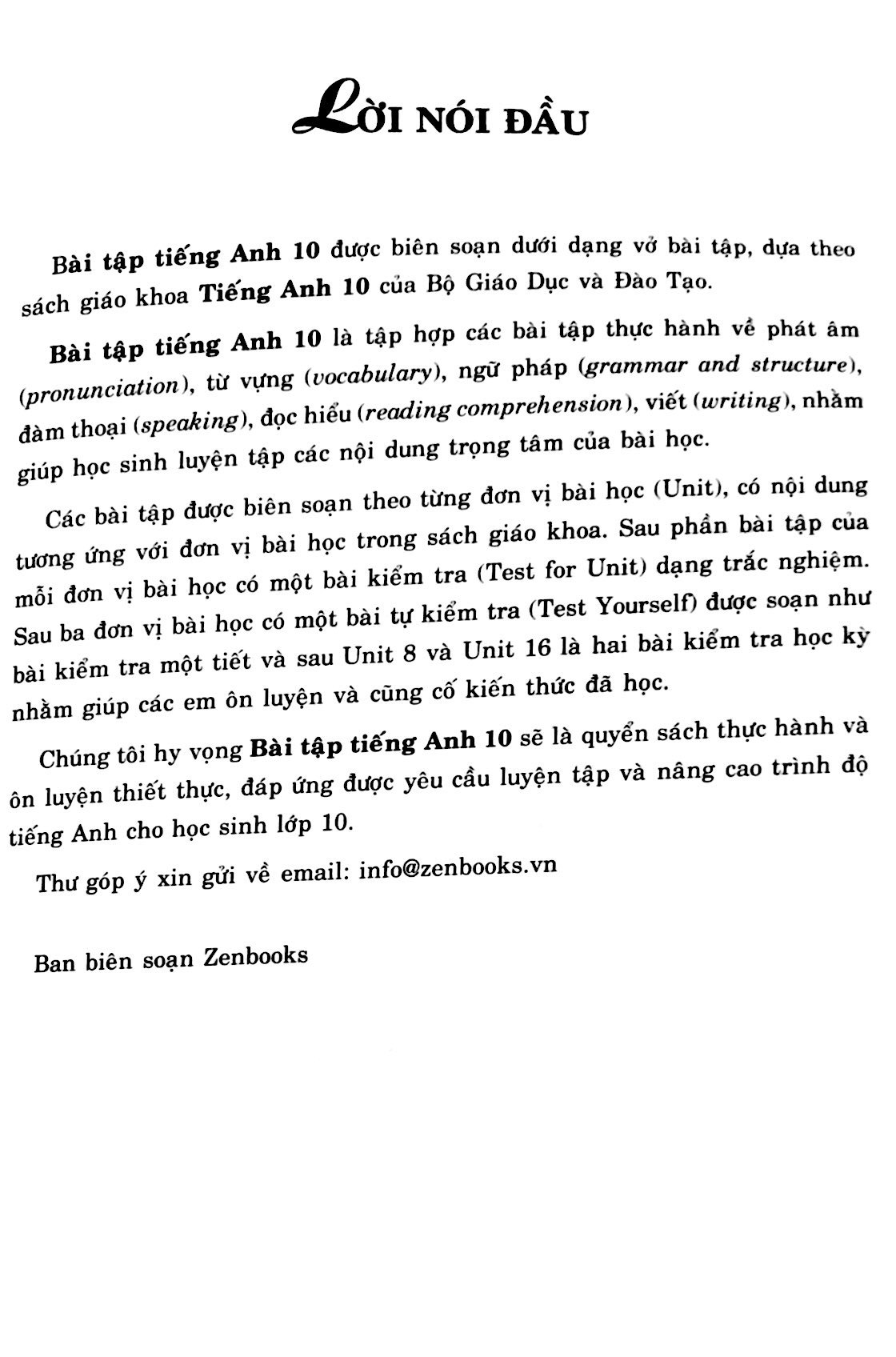 Fahasa - Bài Tập Tiếng Anh 10 (Có Đáp Án) - 2018