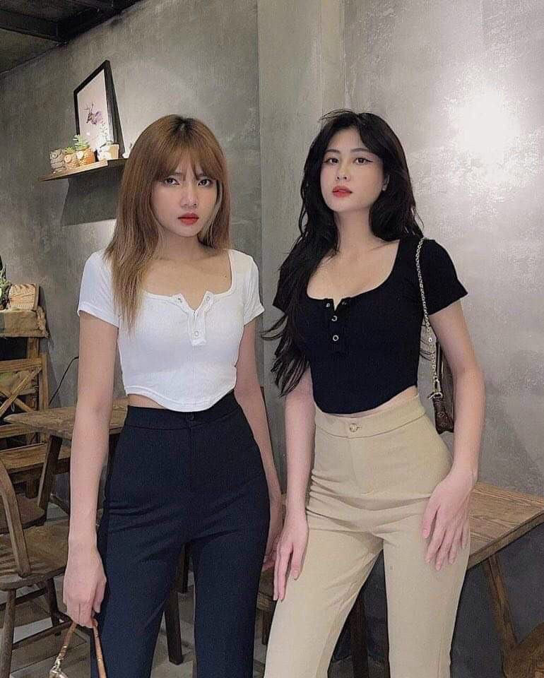 [Ảnh thật] Áo Croptop Borip Cúc Bấm Vạt Bầu A5245