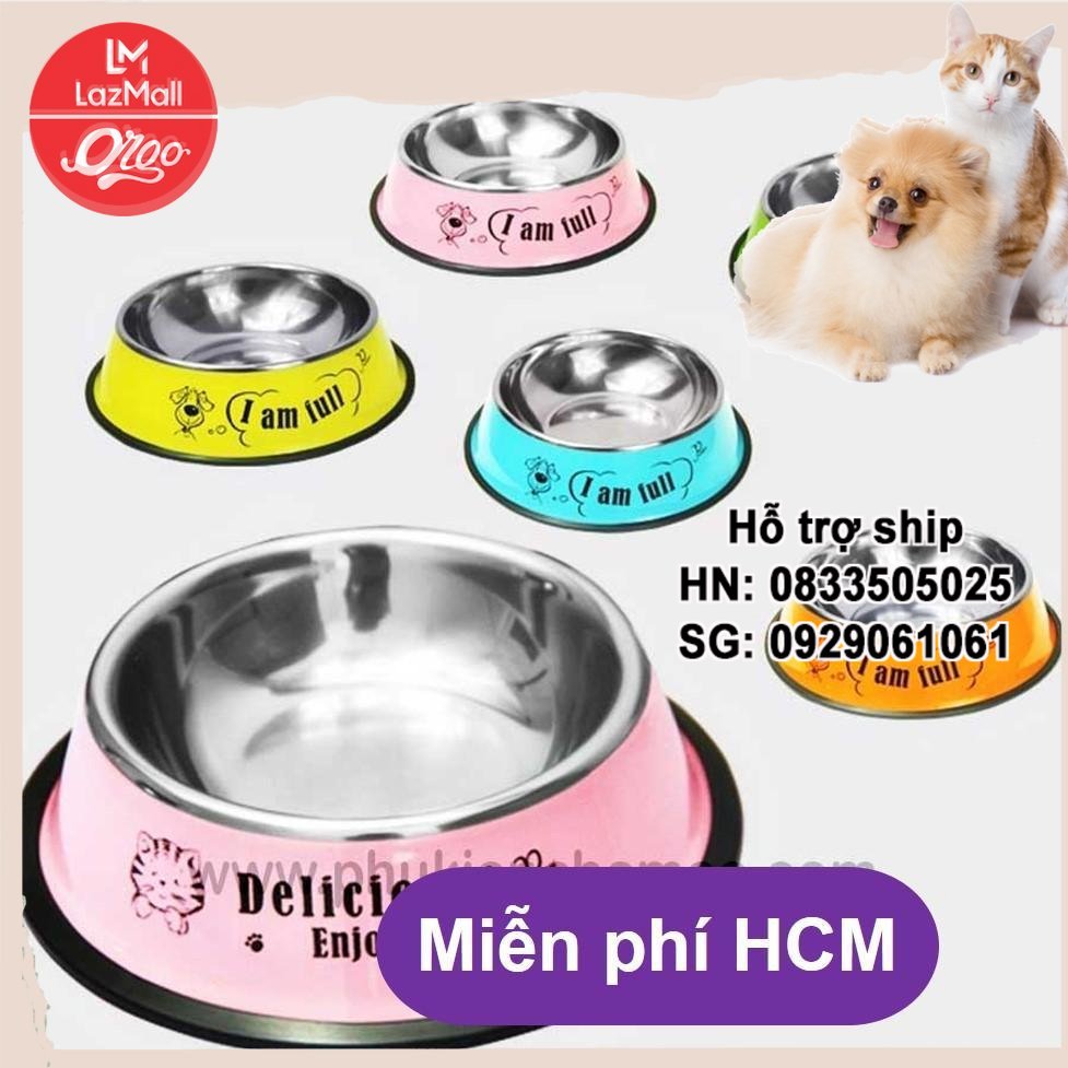 Orgo - Chén ăn inox màu - Bát inox cho chó mèo siêu bền bát chống lật chó / bát ăn mèo bát chống trượt / chén ăn chó - HP2611001