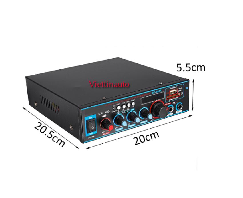 Ampli Karaoke Mini 12V đă năng 2 cổng Mic BT-309A