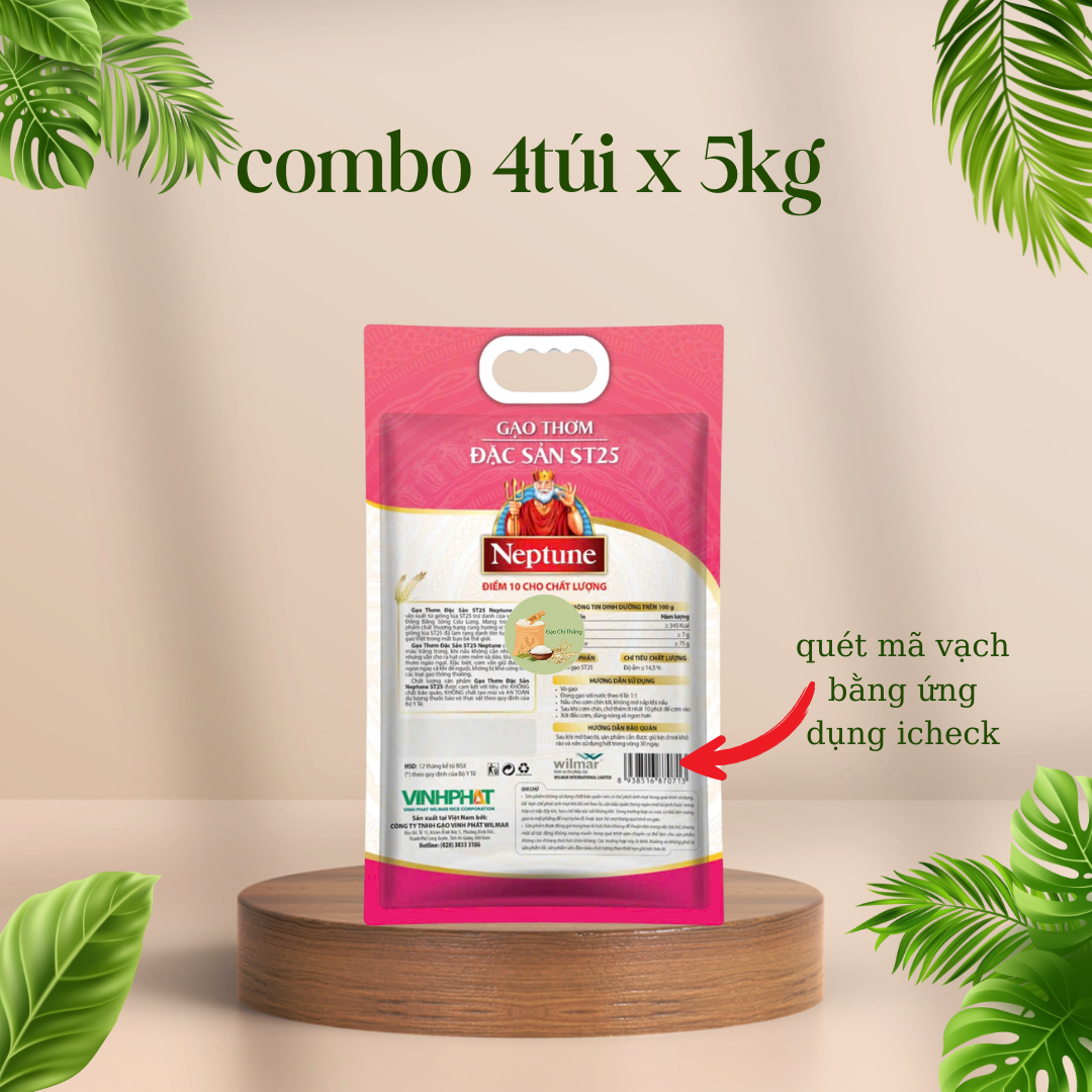 5kg gạo thơm đặc sản st25  Neptune dẻo mềm
