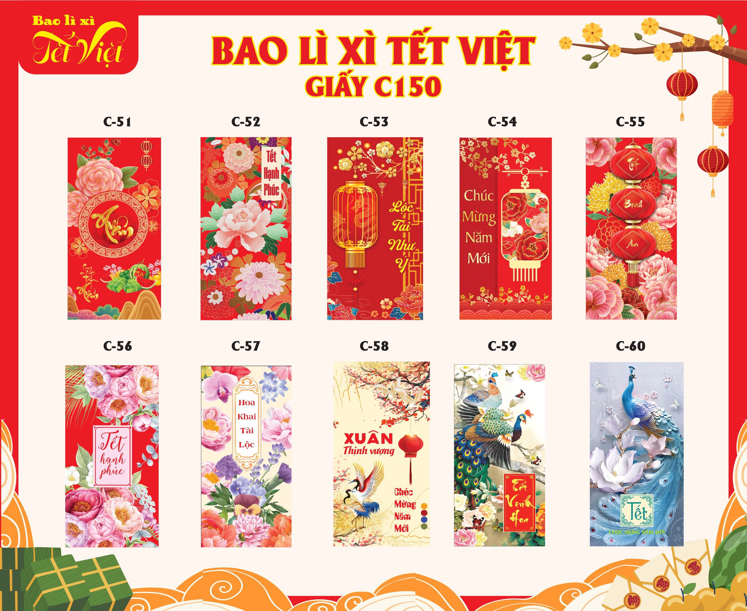 Combo 100 Bao Lì Xì Tết 2023 Mix 20 Mẫu (giao mẫu ngẫu nhiên)