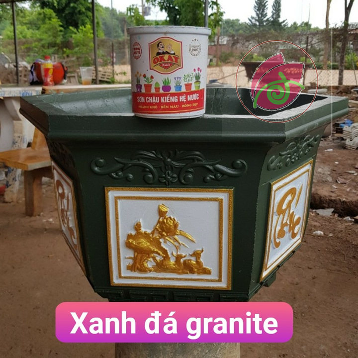 Sơn chậu kiểng màu xanh đá Granite hệ nước DOLPHIN, YES hoặc OKAY 1kg