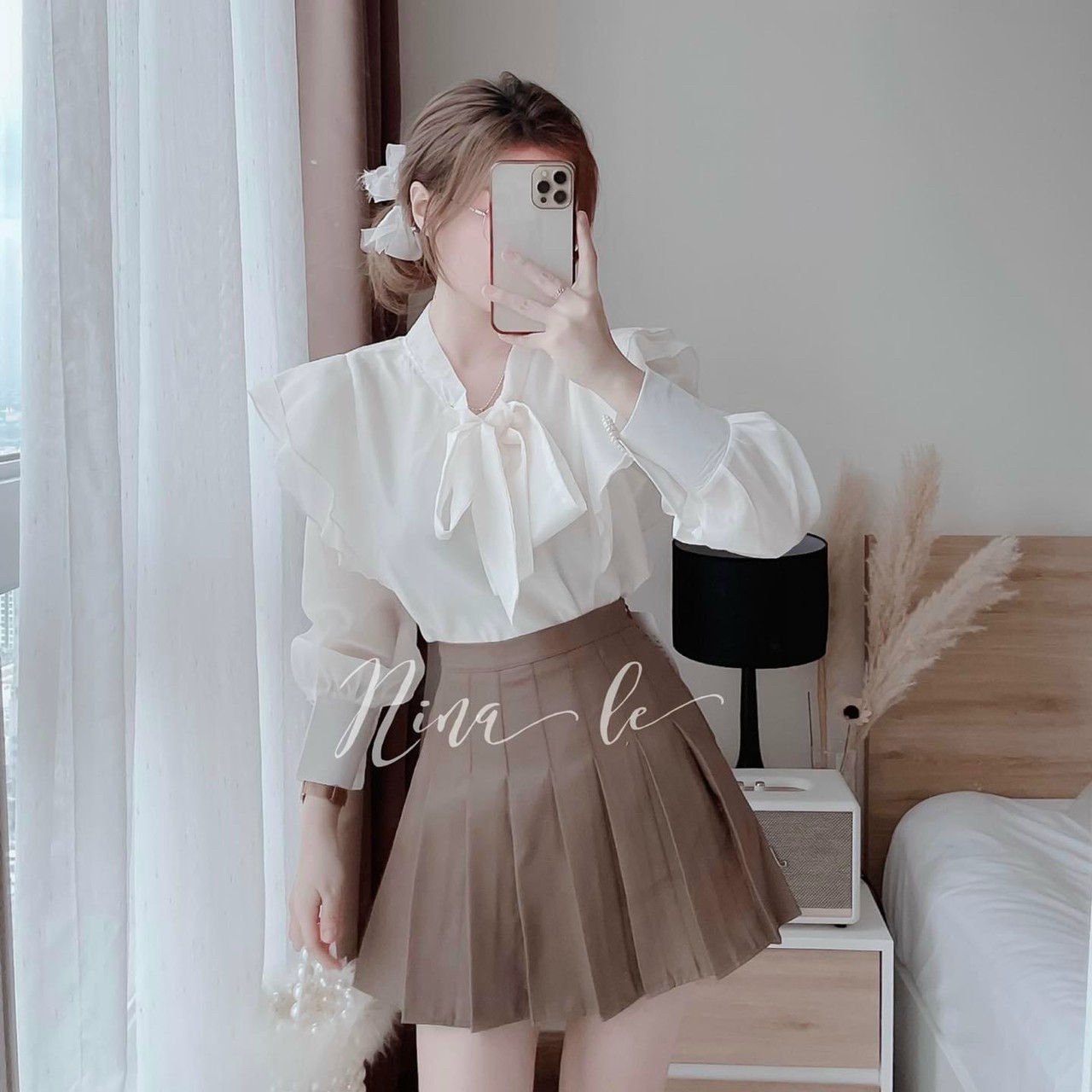 [Giá hủy diệt] [Ảnh thật] SÉT BỘ 2 MÓN SIÊU XINH.SÉT CHÂN VÁY DẬP LY VÀ ÁO SƠ MI LỤA