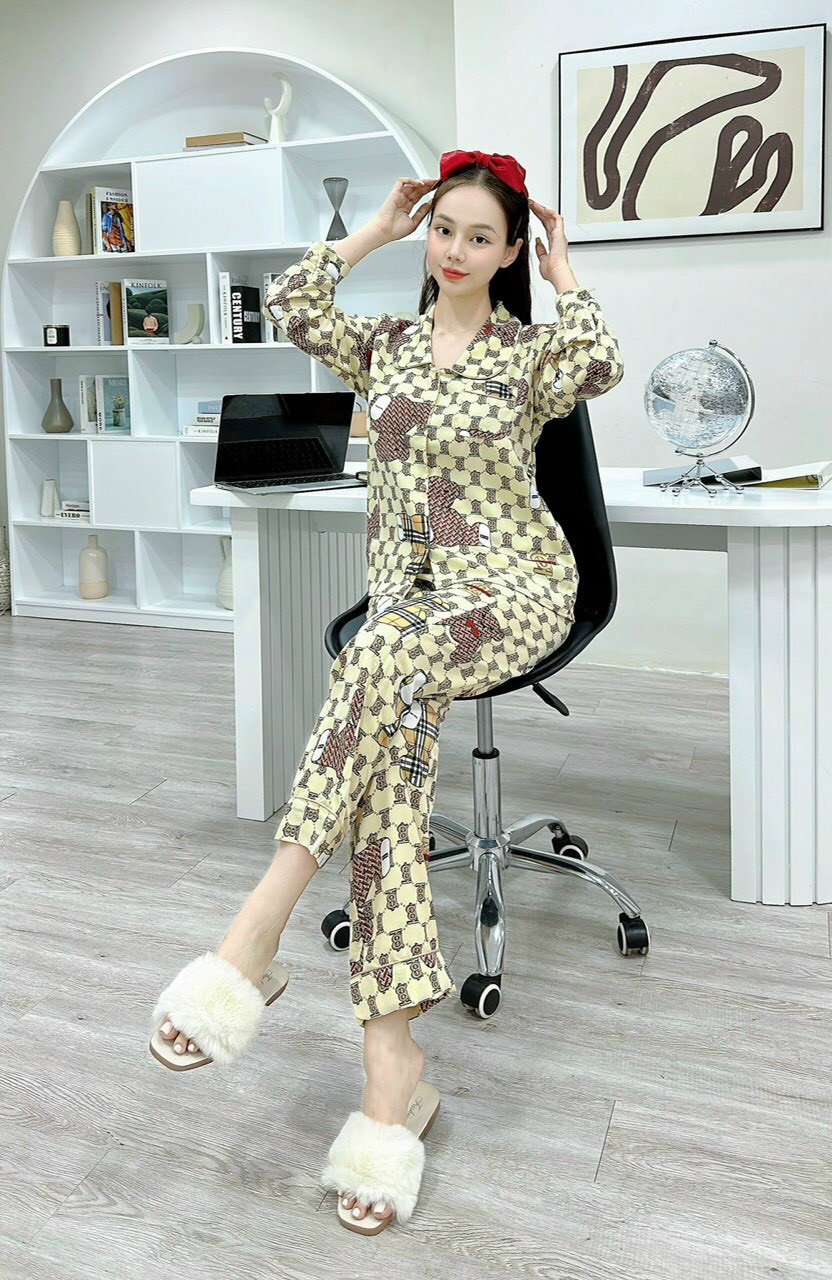 Sét đồ bộ tay dài Pijama Lụa Mango cao cấp siêu mềm mại , siêu mát , sang chảnh Freesize dưới 60kg Bảo Châu Store