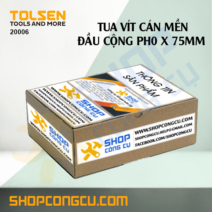 Tua vít đầu cộng cán mềm PH0x75mm Tolsen 20006