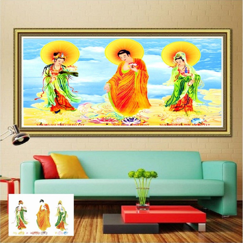 tranh đính đá TÂY PHƯƠNG TAM THÁNH VS156 kích thước 120*80cm