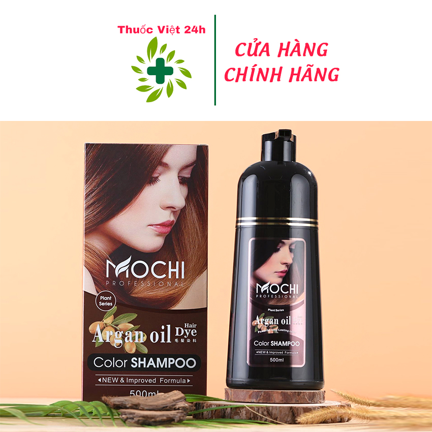 [HCM]Dầu Gội Phủ Bạc Mochi chai Màu NÂU 500ml - Giúp Tóc Óng Mượt Bí Quyết Từ Nhật Bản - thuocviet24h