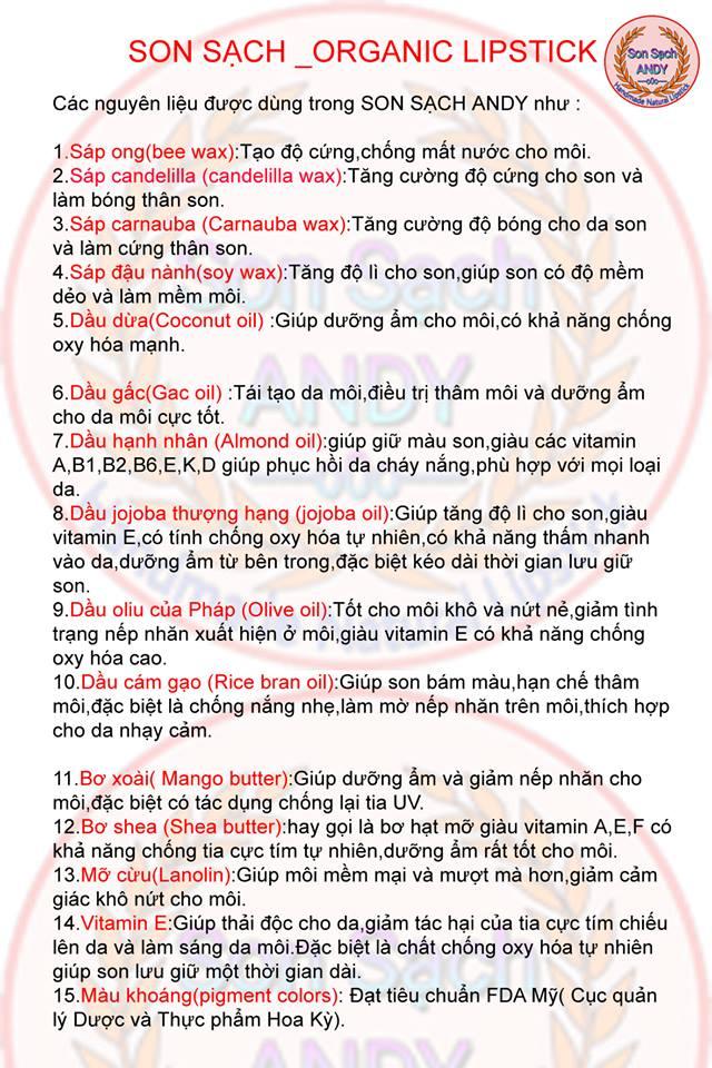 [HCM]son thiên nhiên không chì Màu Đỏ Cherry