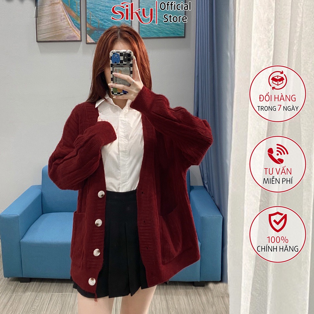Áo cadigan nữ SIKY chất len vặn thừng siêu dày - KL12