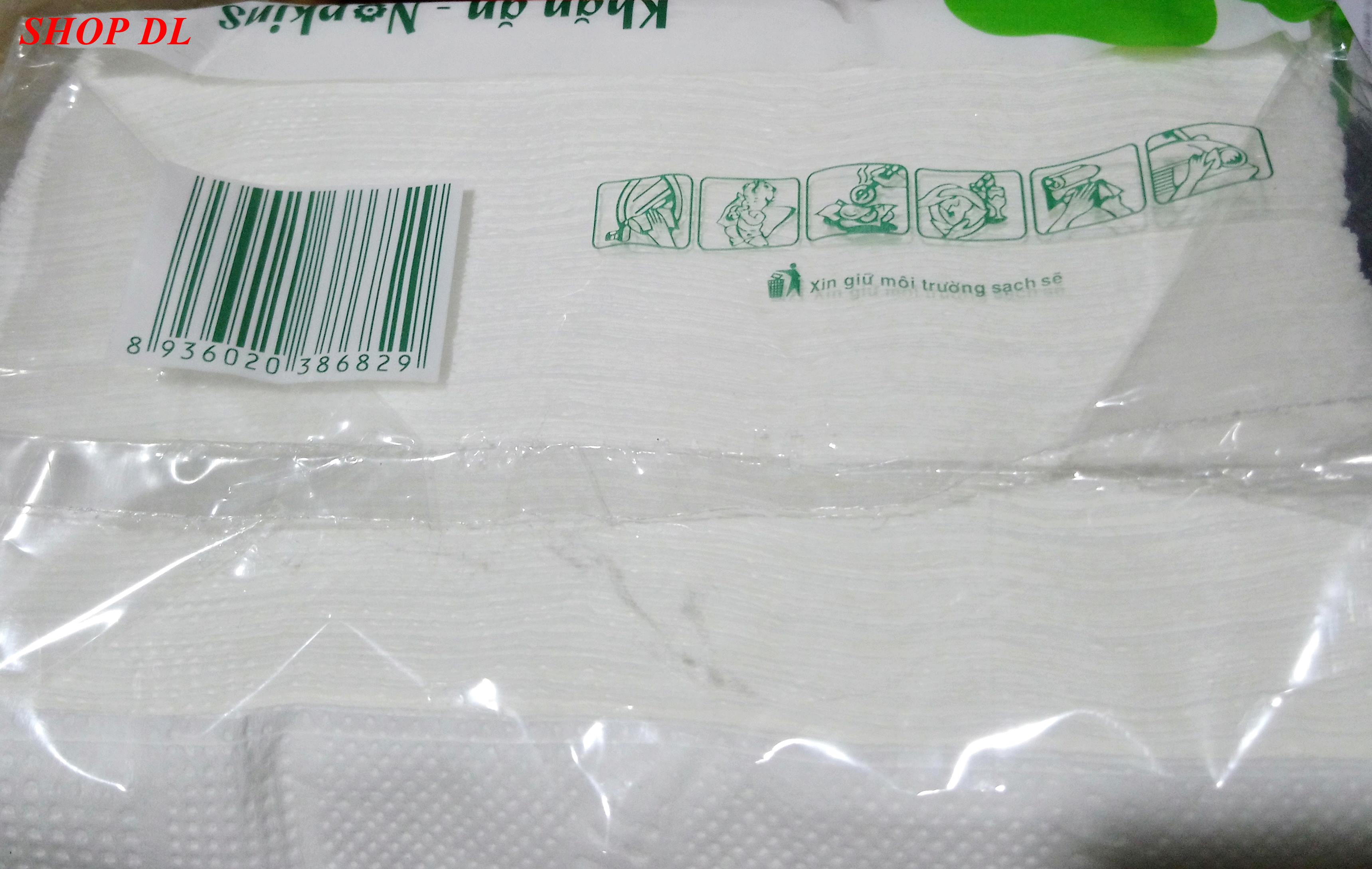Khăn giấy ăn Daily bịch 100 tờ (kích thước đóng gói 15x15x10cm)