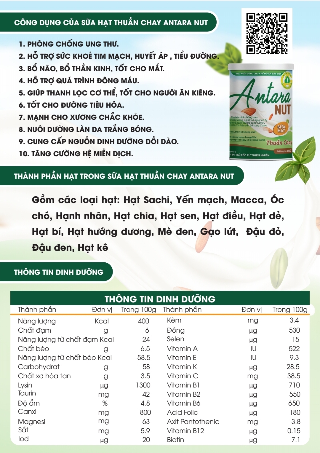 Sữa hạt thuần chay Antara Nut+