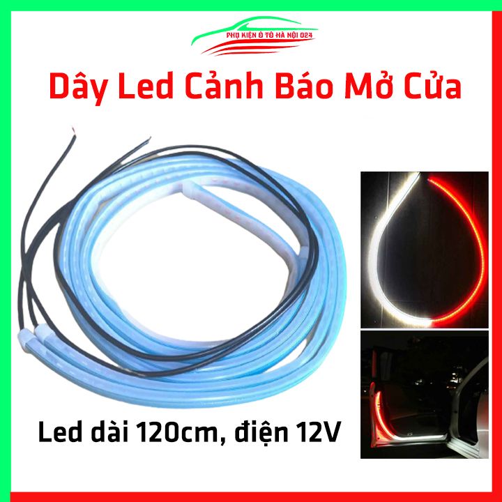 Dây đèn led 12V báo hiệu mở cửa ô tô nháy đuổi, đèn led cảnh báo an toàn cho xe hơi dài 120cm lớp silicon chống nước tốt