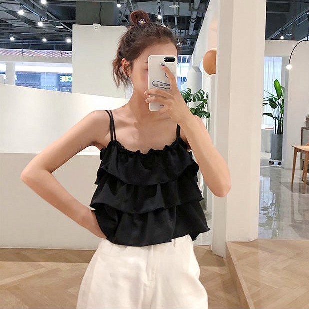 Áo 2 Dây Nữ 3 Tầng 2 Màu  Hở Lưng So Hot
