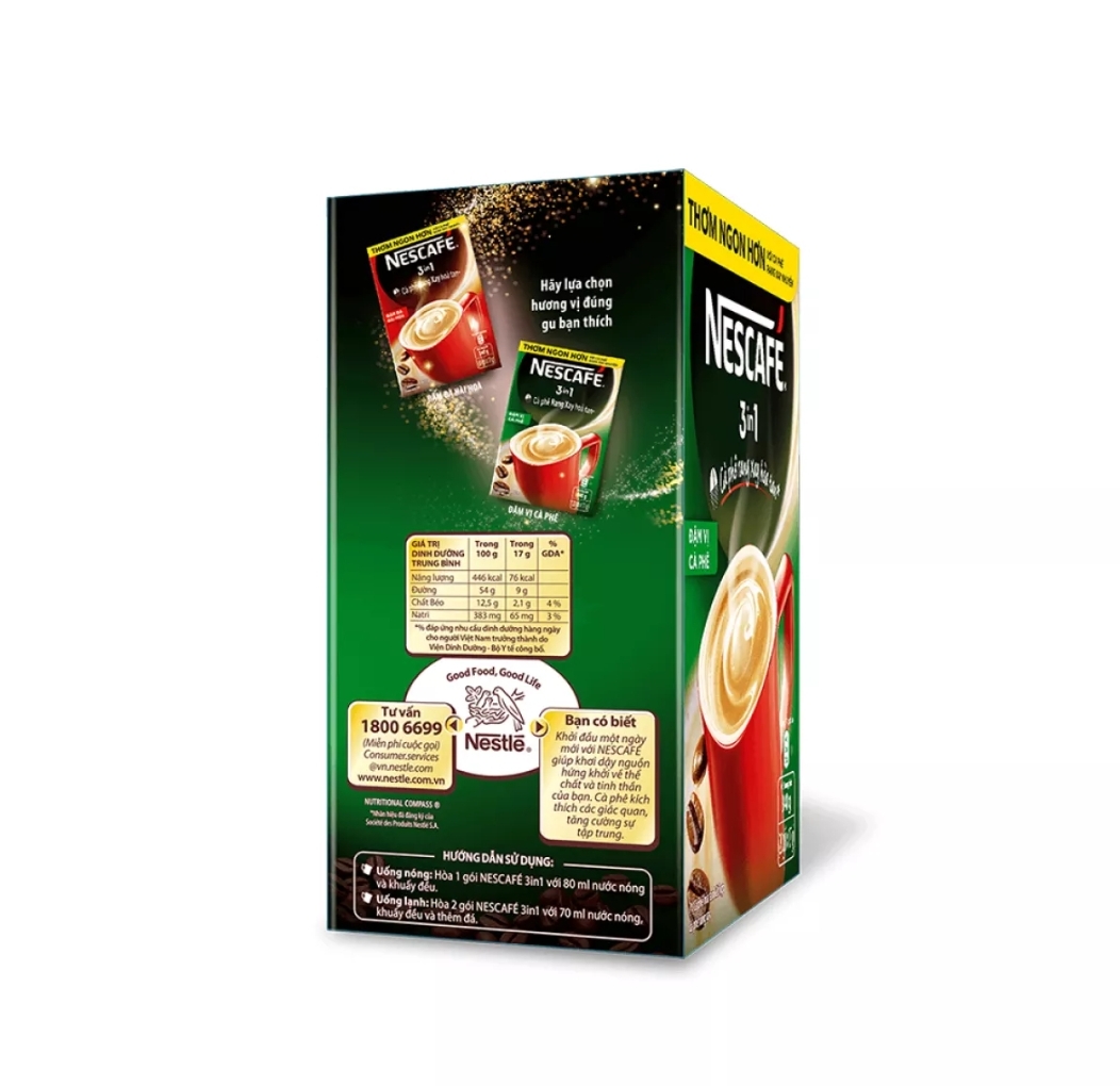 (HCM) CÀ PHÊ HÒA TAN 3 TRONG1 1 NESCAFE ĐẬM VỊ CÀ PHÊ (HỘP 20 GÓI 17GR)