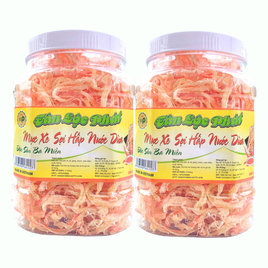 MỰC SỢI HẤP NƯỚC DỪA TÂN LỘC PHÁT HŨ 500G | Thơm ngon chuẩn vị
