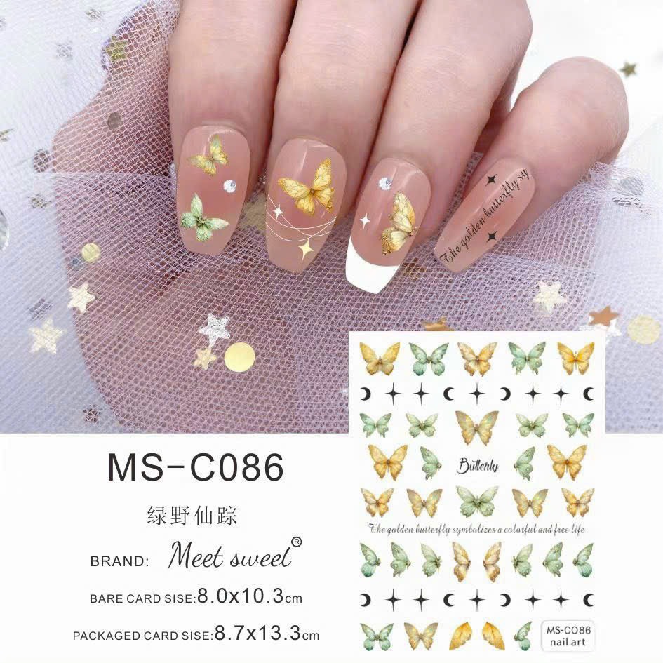 Sticker mẫu bướm 3d miếng dán móng tay nail