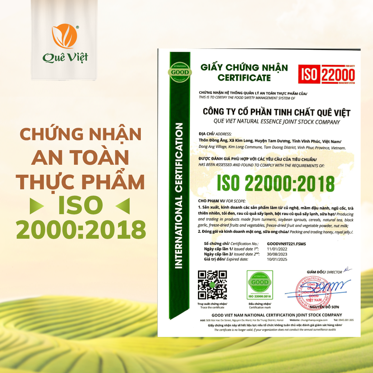 Sữa hạt dinh dưỡng Quê Việt (không đậu nành) - Hộp 500G (20 túi x 25G)