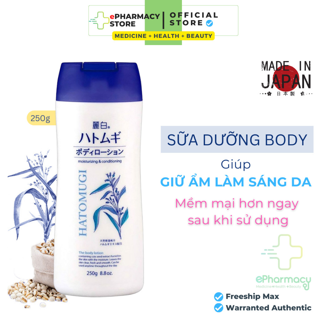 Sữa Dưỡng Thể Hatomugi Moisturizing & Conditioning Body Lotion cấp ẩm, dịu da, sáng da 250g