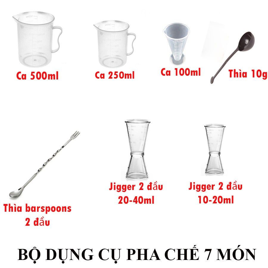 Combo đồ dụng cụ pha chế đầy đủ số lượng 4 món - 5 món - 6 món - 7 món - 8 món đẹp giá tốt